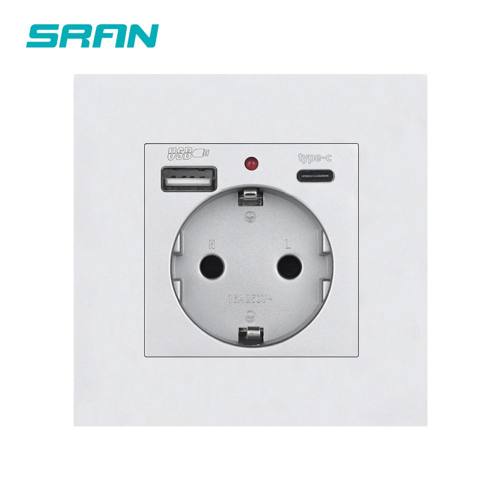 Bseed Europe Russia 16A Wall Power Socket White Black Grey Gold Crystal Glass Panel Plug Electrical Outlet for Home Improvemet