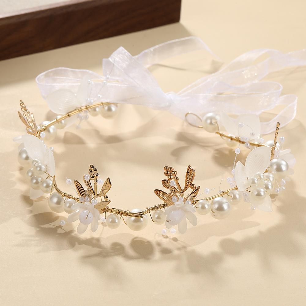 Korean Style Elegant Pearl Headband Flower Starry Crown Hair Hoop For Women