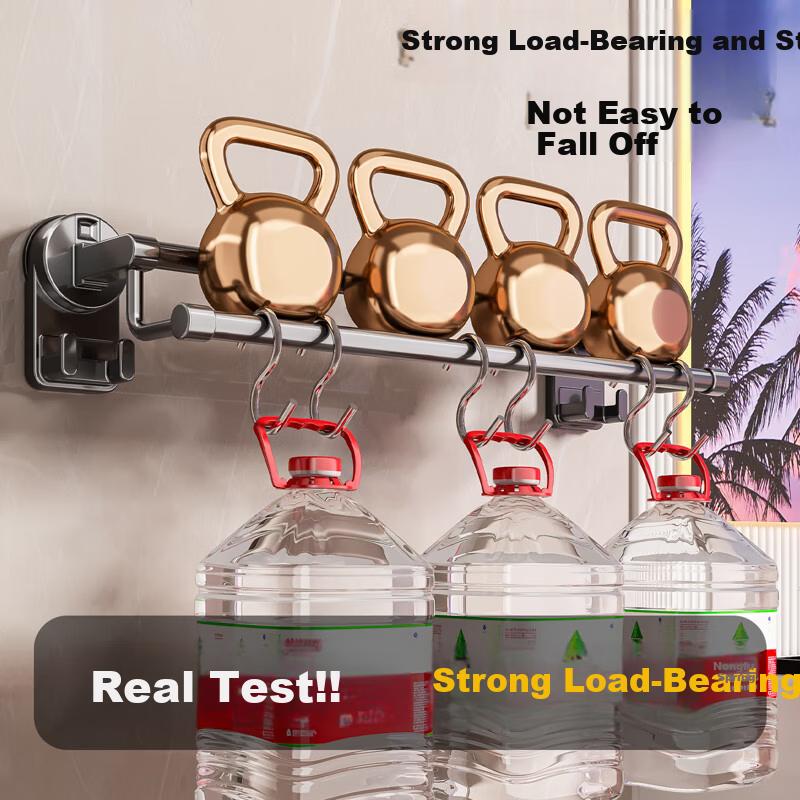Baihan Suction Cup Towel Rack Bathroom Storage Shelf Wall-Mounted No-Drill Towel Bar Organizer