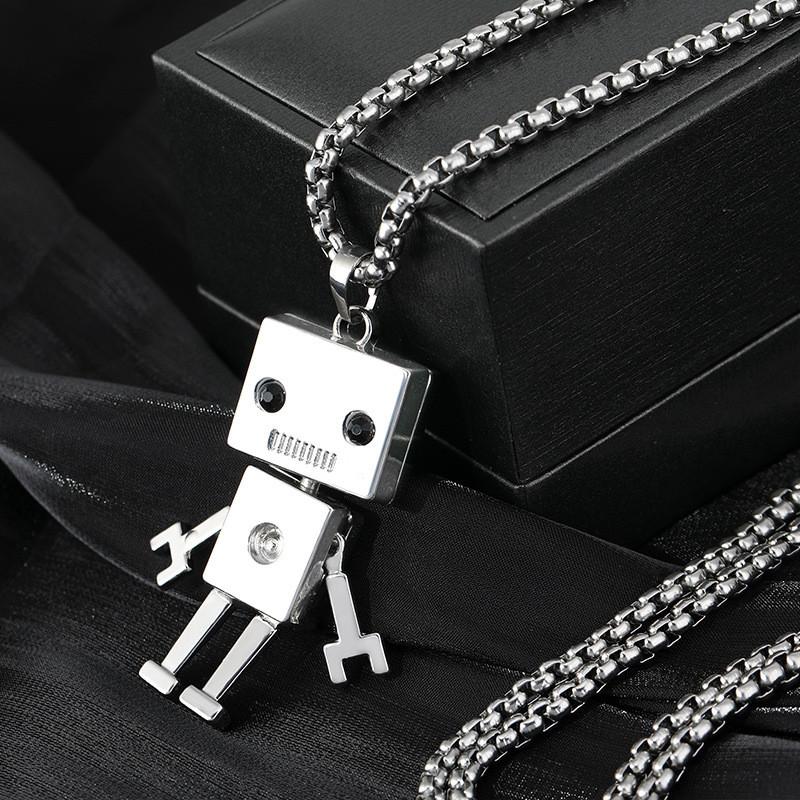 Cool Titanium Steel Robot Necklace For Men And Women With Hip Hop Punk Street Style