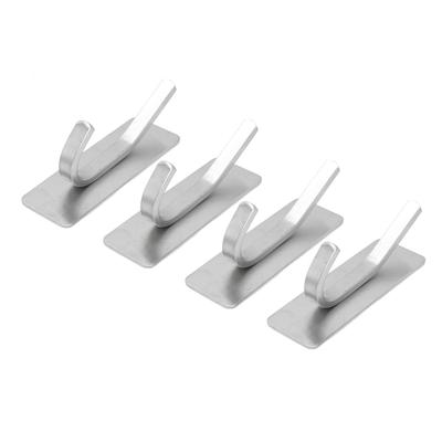 4pcs Adhesive Hooks Hole Free Wall Hangers Coat Hat Stainless Steel Hooks Bathroom Adhesive Hangers