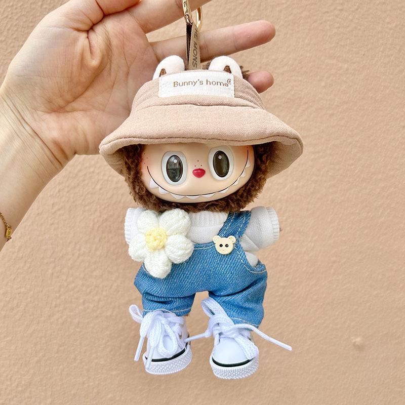 17cm Labubu Doll Clothes: Ice Cream Overalls - Cute Pendant Blind Box