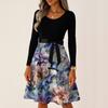 Women's Casual Fashion Round Neck Long Sleeve Christmas Printed Party Vintage Long Dresses