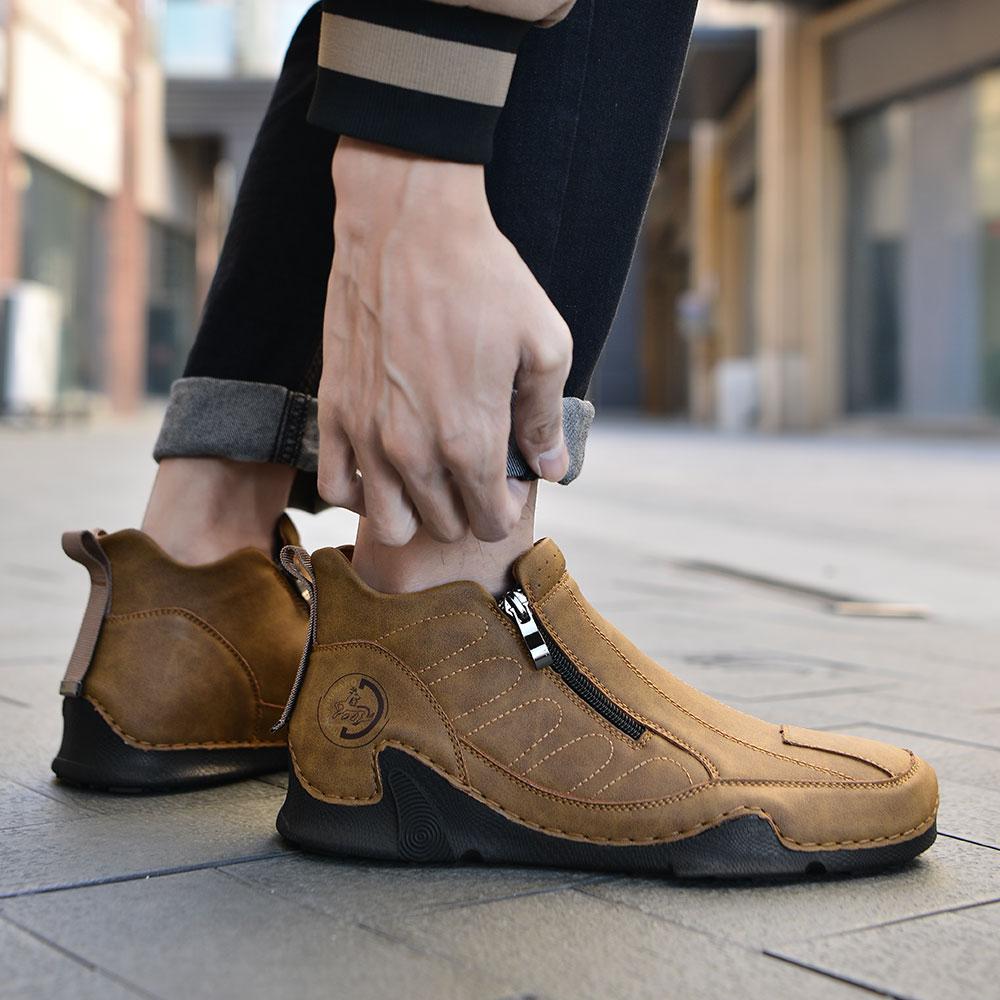 Fashion Brand Spring New Men's Comfortable Side Zipper Octopus Casual Shoes Fashionable Men Breathable Soft Bottom Casual Leather Shoes