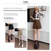 2024 Black High-Waisted Corduroy A-Line Pleated Mini Skirt - Retro Autumn Anti-Exposure Midi.