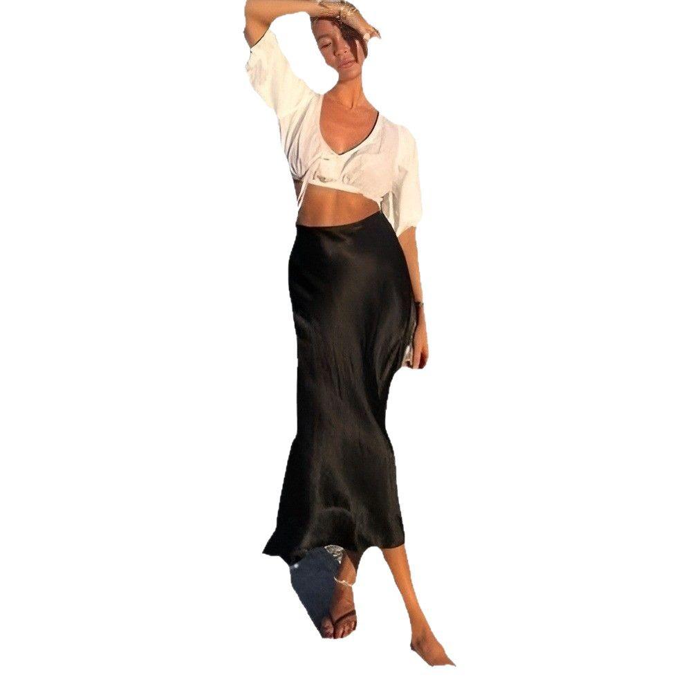 2023 Autumn Women's High Elastic Satin Short Skirt with Modern Design