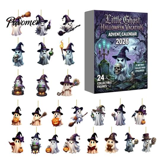 Family Christmas Countdown Halloween Advent Calendar 2026, 24-Day Box with 2D With Gifts Flat Hanging Pendant, Spooky Collectible Decor for