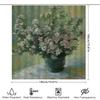 Waterproof Shower Curtains Hand-Painted Floral Design For Bathroom Decoration, Green White Color Scheme