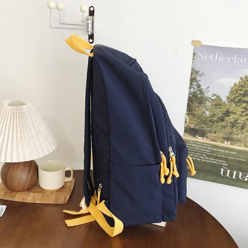 Solid Color Letter Backpack Women's Lightweight Large Capacity Backpack Student Schoolbag