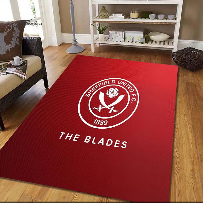 Sheffield United Flannel Pattern Square Carpet,Area Rug,Carpet Rug for Living Room Bedroom Sofa Playroom Decor,Non-slip Floor Mat