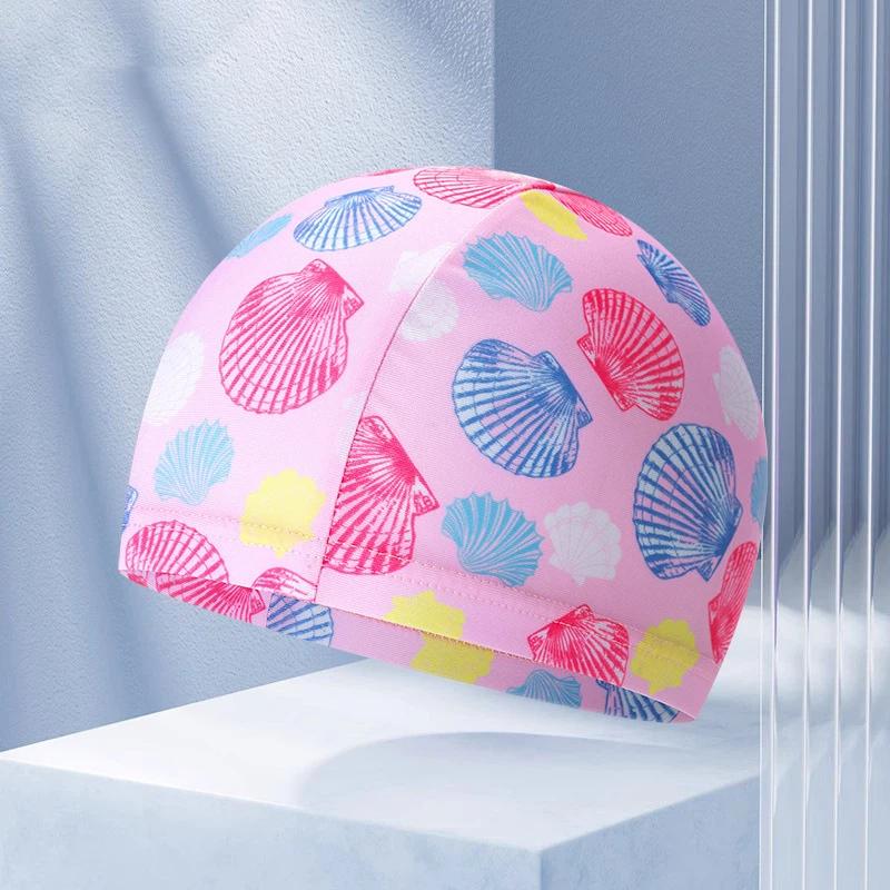 Children Cute Print Swim Cap Soft Breathable Fabric Swimming Hat For Kids Boys Girls Summer Beach Pool Water Park