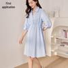 Women's V-Neck Drawstring A-Line Shirt Dress