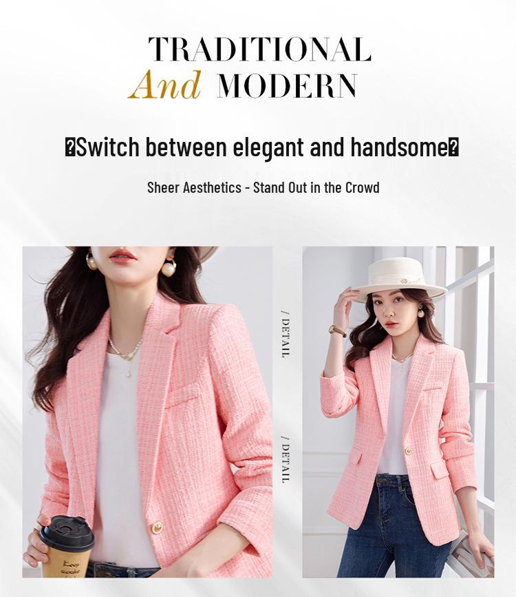 2026 Spring Pink Suit: High-End Casual Slimming Jacket for a Fresh, Trendy Look