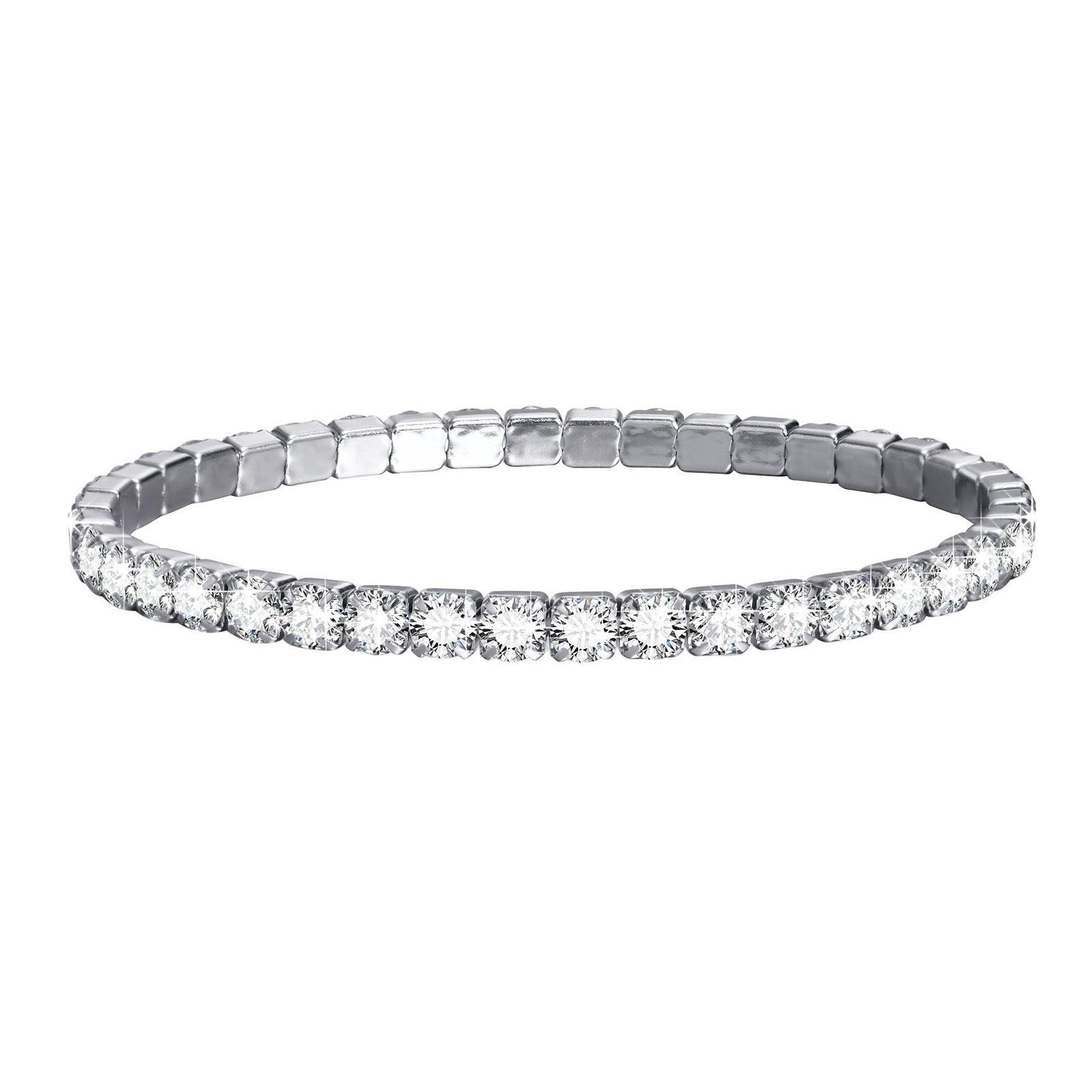 

Cubic Zirconia Tennis Bracelet for Women, Elastic Stainless Steel Rose Gold Color Hand Chain, Minimalist Link Wholesale Jewelry
