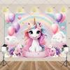 Cartoon Rainbow Unicorn Theme Princess Birthday Party Decoration Background Baby Shower Backdrop Photozone Studio Prophoot Props