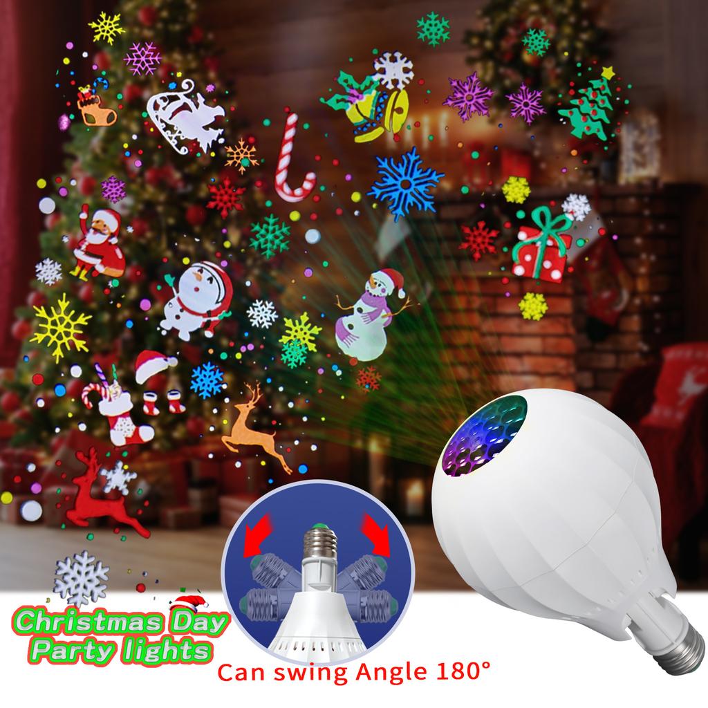 LED Christmas Projector Lamp with 16 Colorful Snowflake and Santa Patterns,Auto Rotating Holiday Light for Indoor Outdoor Home Party Garden Decoration
