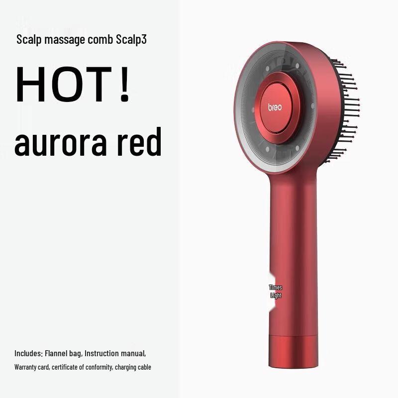 

Breo Intelligent Red Light Scalp Massager Comb Aurora Red