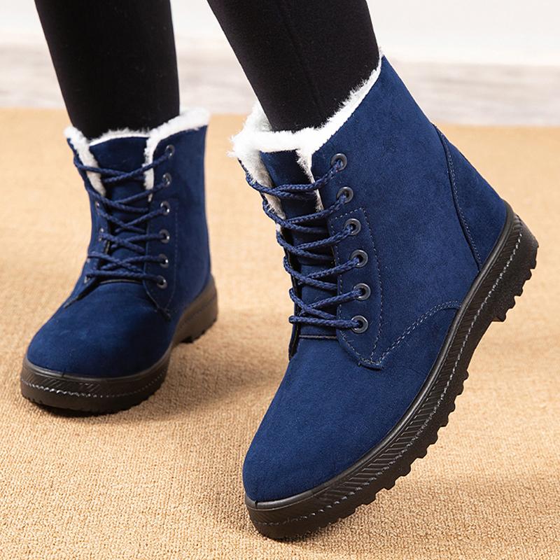 Boots Woman Snow Soft Women Booties Lace Up Shoes Woman Lightweight Warm Ankle Boots Plus Size Winter Shoes Boots Botas