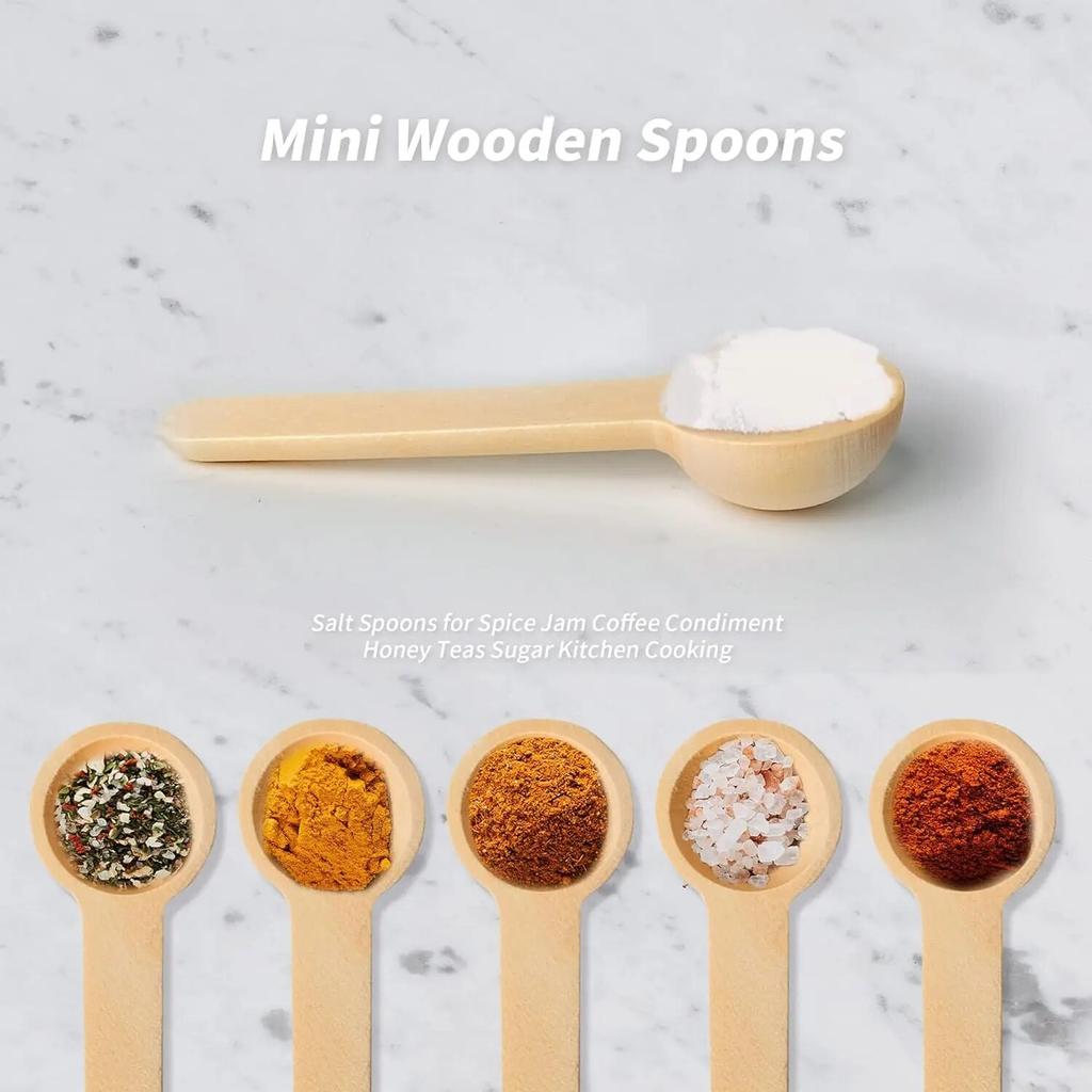 10/30/50Pcs Wooden Spoons Mini Tasting Spoons Condiments Salt Spoons for Kitchen Cooking Seasoning Oil Coffee Tea Sugar