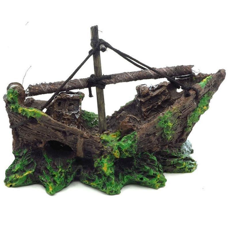 1PC Aquarium Fish Tank Landscape landscaping Pirate Wreck Ship Decor Resin Boat Ornament  Accessories  Decoration