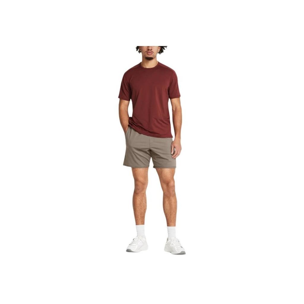 Under Armour Solid Color Casual Slim Fit Short Sleeve T-Shirt Men Tops Dark-Burgundy 1379670-688