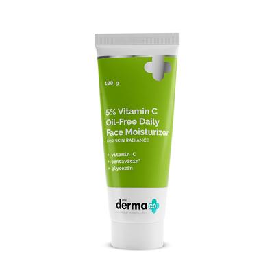 The Derma Co 5% Vitamin C Oil-Free Daily Face Moisturizer 100 G Pack for Radiant Oily Skin
