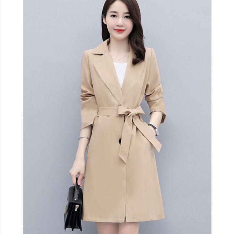 Frühlings- und Herbst-Windjacke Damen Mittellange Jacke im britischen Stil Temperament Mode High-End Koreanischer Stil Lockerer Mantel