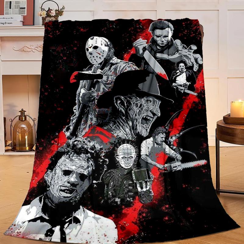 1PC Halloween Horror Night Flannel Blanket Gift, Suitable for Both Men And Women, Soft Ideal for Beds And Sofa, Birthday Or Christmas Gift