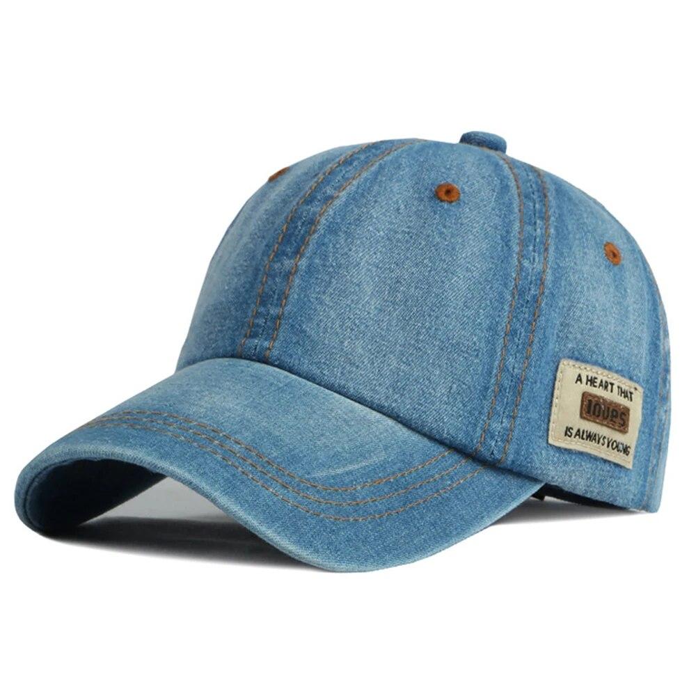 Streetwear Sky Blue Denim Baseball Cap High Quality Vintage Trucker Caps For Men Snapback Hip Hop Women Hat Bones Masculinos