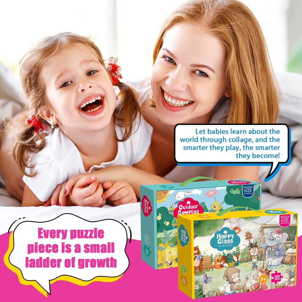 100PC Children's Advanced Educational Puzzles For Kindergarten Boys And Girls, Early Education Assembly Toys Puzzle thickness 1cm