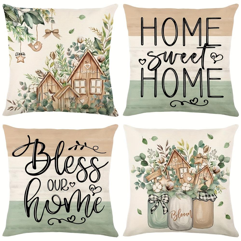 Nordic Green Plant Rabbit Pattern Home Decor Pillowcase Bedroom Living Room Sofa Decoration Polyester Cushion Cover with Zipper