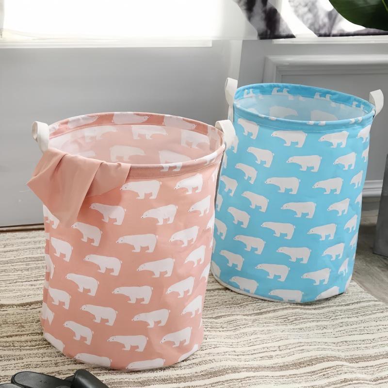 Cotton Linen Round Laundry Hamper – Large Capacity Handheld Storage for Clothes, Toys, and Sundries.