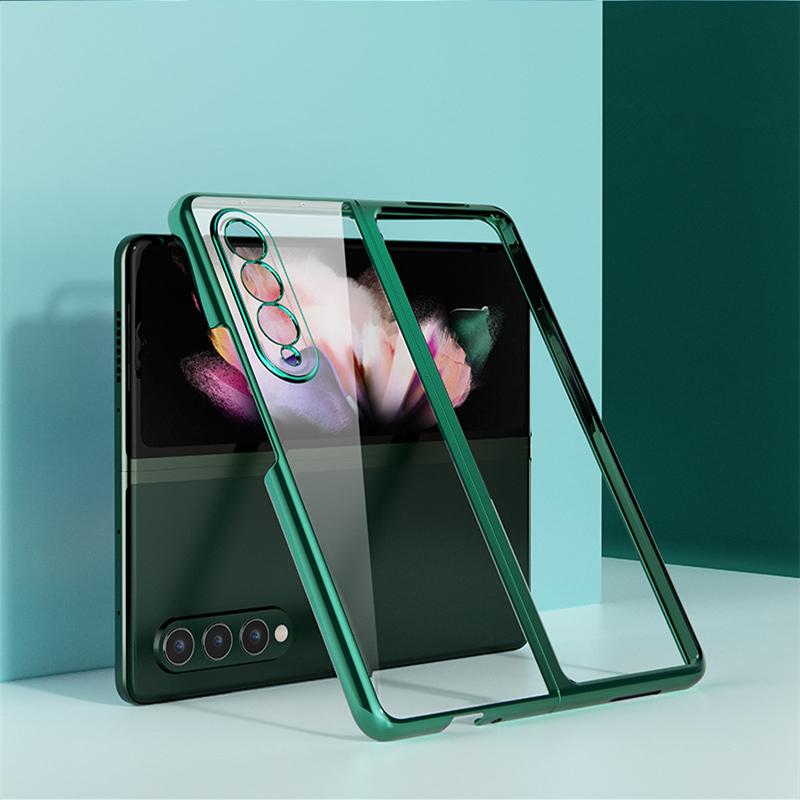 Fashion Plating Thin Phone Case For Samsung Galaxy Z Fold 3 5g Fold3 Shock Proof Clear Protective Cover Capa Coque
