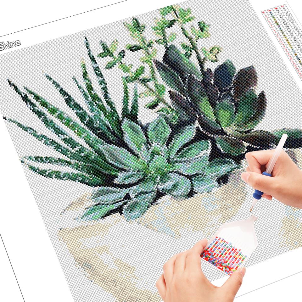 Landscape 5D DIY Diamond Painting Green Plants Diamond Painting Bonsai Potted Plant Diamond Embroidery Home Decor Artwork Gifts