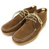 Great Moccasin Logo-embossed Sole Brown Suede Leather Mens 9 J1332T Used