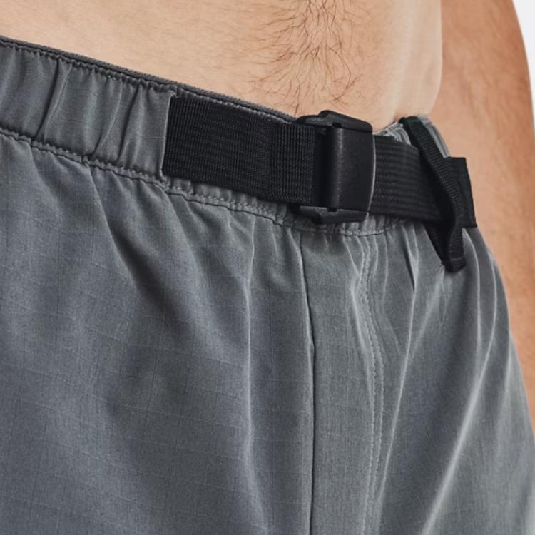 Under Armour Elastic Waistband 2-In-1 Mid-Rise Fitted Outdoor Sports Casual Shorts Men Bottoms Grey 1370033-012