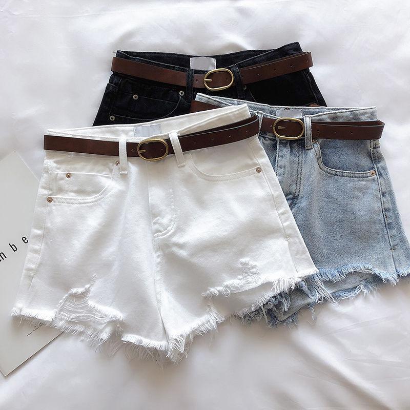 Light Blue Denim Shorts Women's Summer Thin Loose Thin Show High A Word Wide Legs All Match