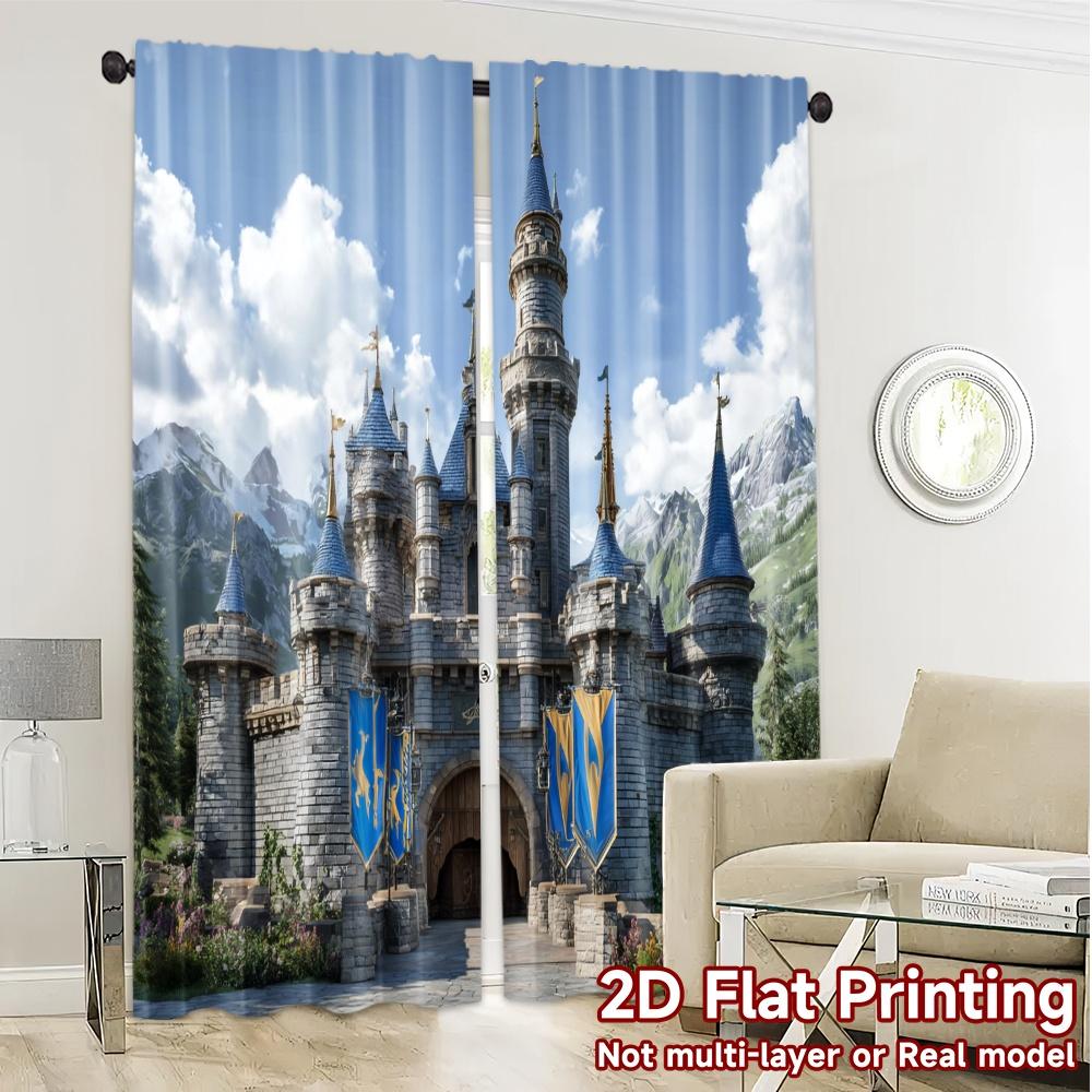 2pcs   2D FLAT PRINTING Curtains (Without Rod) Enchanted Keep Popular Curtains&Window Treatment Durable 100% Polyester Fabric