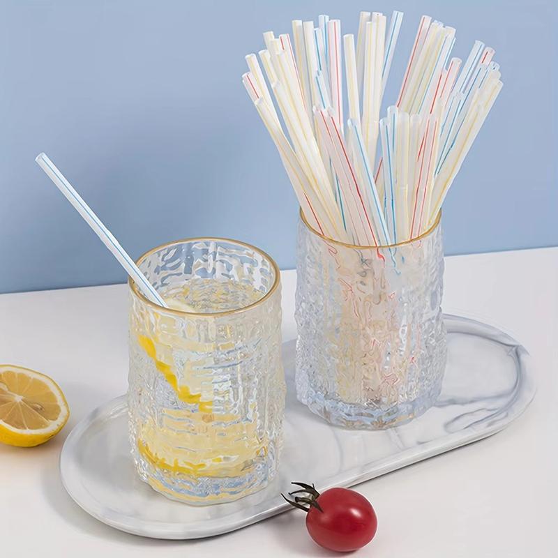 100pcs- Fluorescent Plastic Bendable Drinking Straws Disposable Beverage Straws Wedding Decor Kitchen Beverage Party Supplies