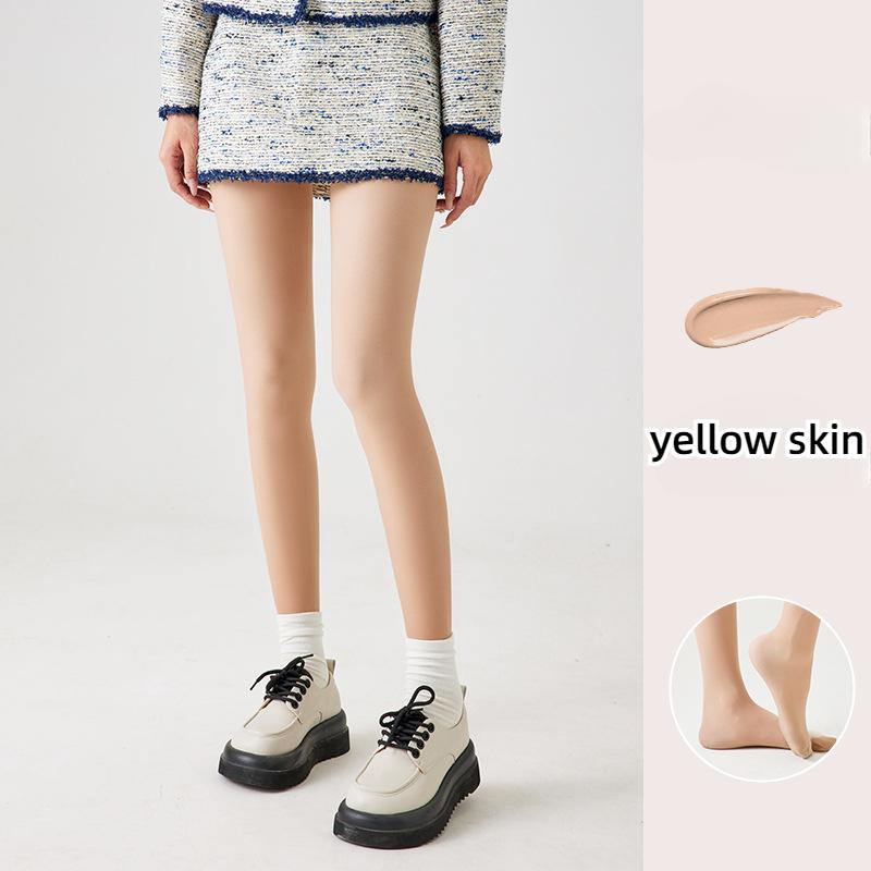 

Женские тонкие леггинсы с высокой талией и носками для осени Шелковые чулки Женские осенне-зимние колготки Леггинсы с флисовой подкладкой Бархатные леггинсы Колготки 200D Without Fleece