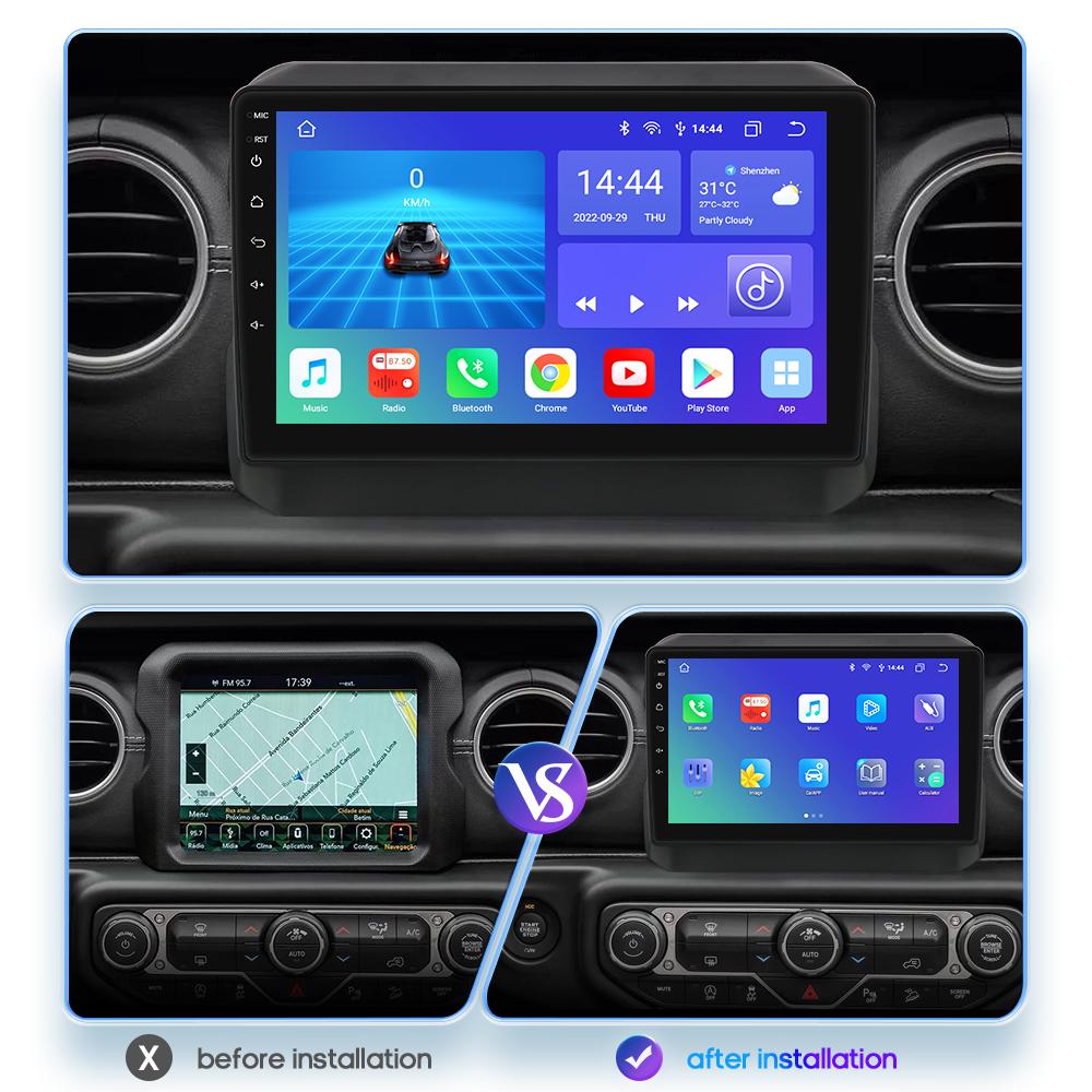 Hizpo Radio samochodowe Android 2din dla JEEP Wrangler JL 2018 2019 2020 2021 Gladiator Radio samochodowe Odtwarzacz multimedialny GPS Navi Carplay 4G RDS
