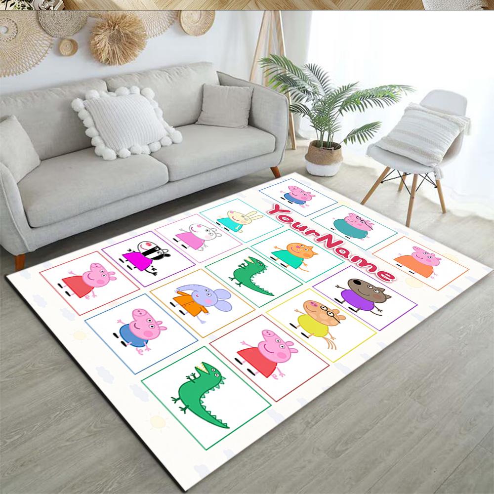 Peppa Pig Customize Your Name Carpet Design for Playrooms Kitchen Living Rooms Balcony Antislip Carpet Office home decor Wedding Party Gift