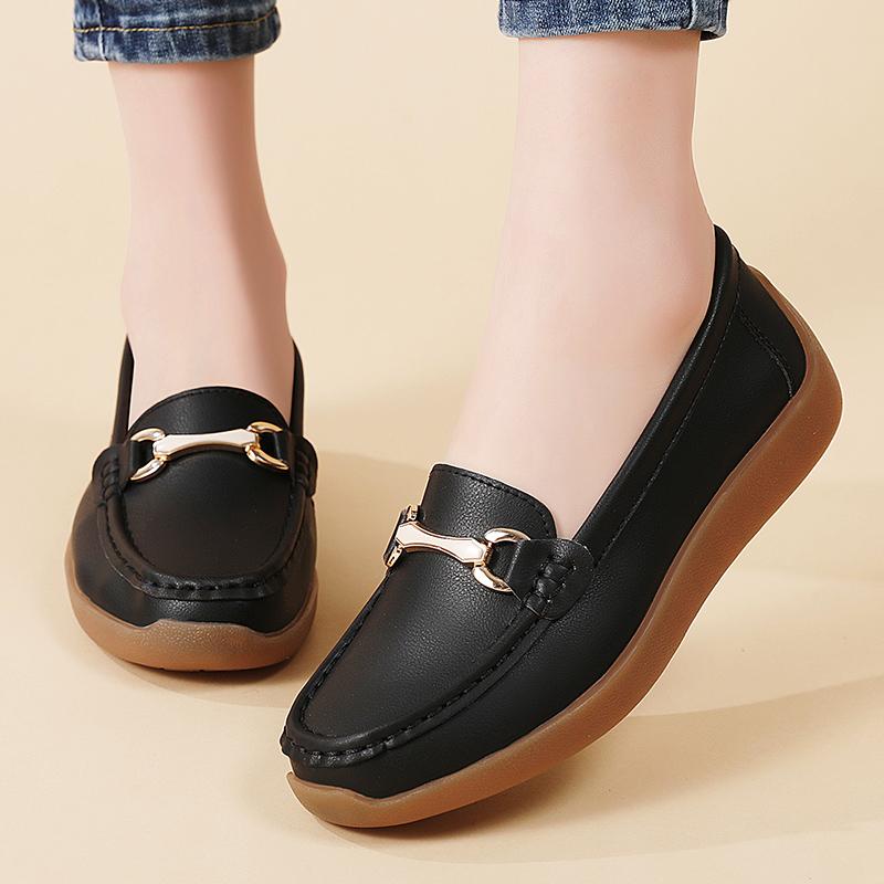 Women Black Moccasins Driving Shoes Flats Casual Nurse Loafers Khaki Minimalist Maternity Office Shoes Large Size