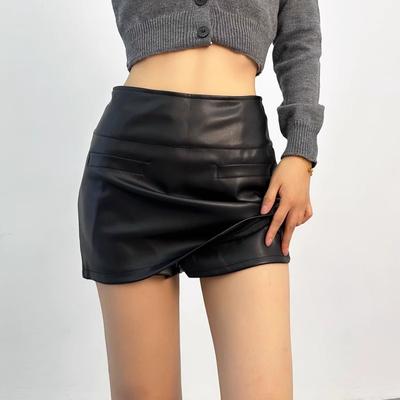 Minifaldas de Cuero Verano Mujer Y2K Elegante Fiesta Faldas Cortas Moda Femenina Casual Oficina Minifaldas Negras