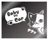 Hyokkori Neko Cutting Sticker Decal (White, Baby)