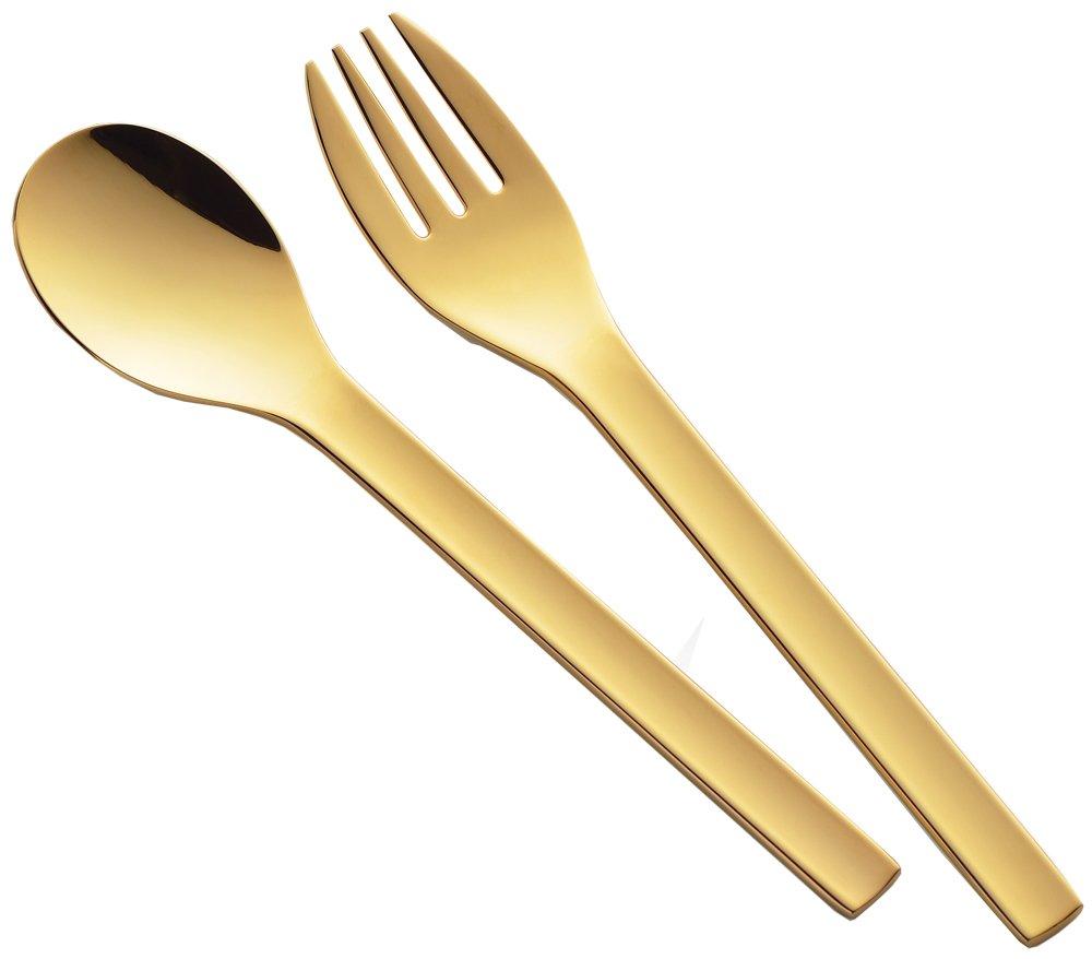 

Yoshikawa Made in Japan Cutlery Set, Gold-Plated Spoon and Fork, Polishing Syndicate, YJ2305, Set of 2