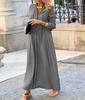 Women's Long Sleeve Maxi Dress in Solid Colors - Olive Green, Black, Wine Red, Gray, Blue, Green