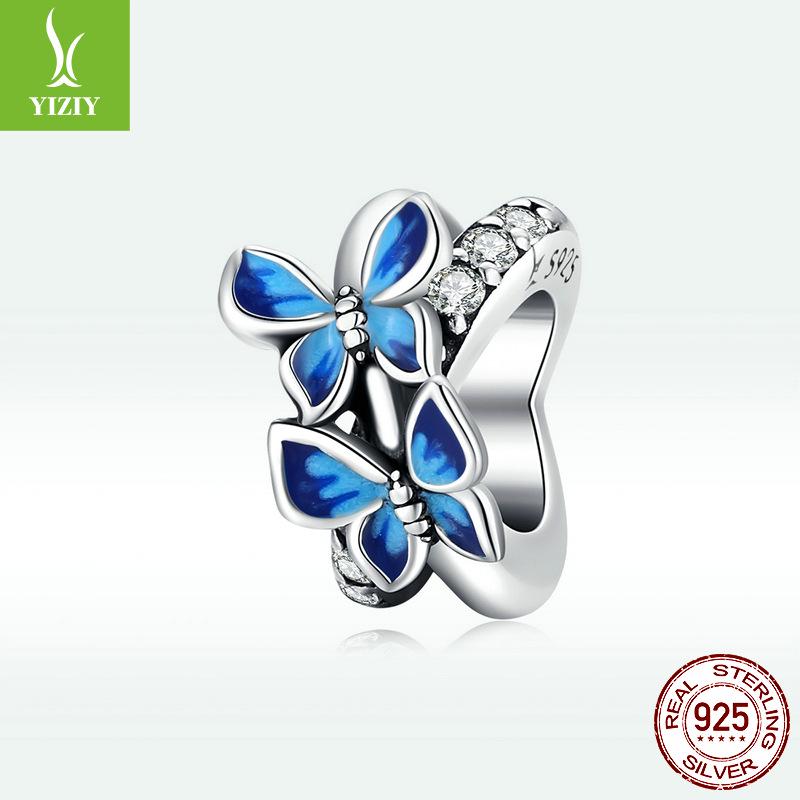 S925 Silver Blue Butterfly Beads - Romantic Spring DIY Accessory SCC1731