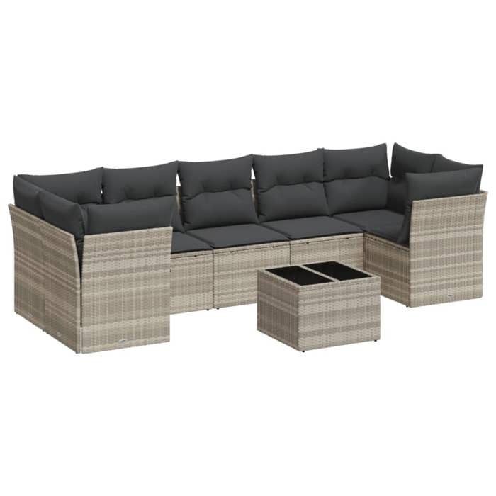 VidaXL Salon de Jardin avec Coussins 8 pcs, Canapés avec Pieds Réglables, Ensemble de Meubles d'Extérieur Patio Terrasse, 3217292