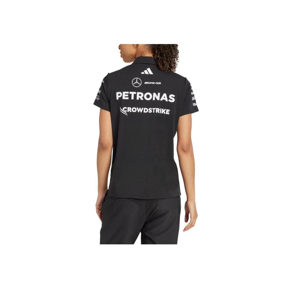 Adidas X Mercedes-Amg Petronas F1 Team Ss25 Fashion Soft Versatile Striped Comfortable Short Sleeve Polo Shirt Women Tops Black JX0759